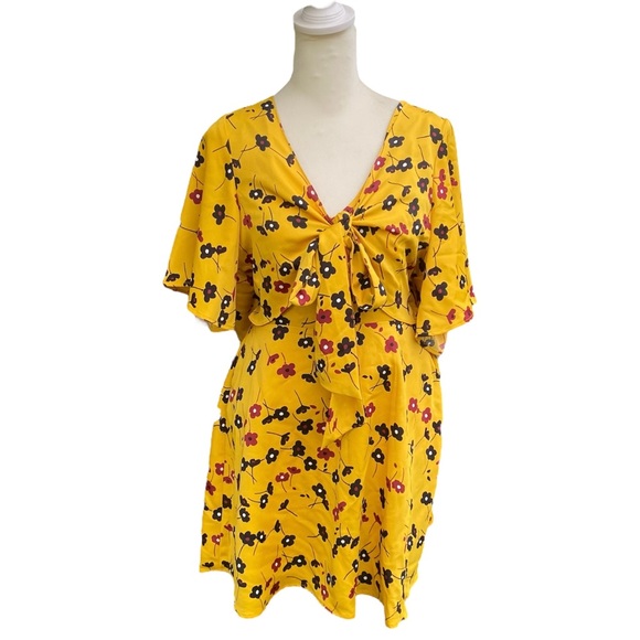 BCBGeneration Yellow Floral Ditzy Spring Bolero Skater Dress - Picture 1 of 8